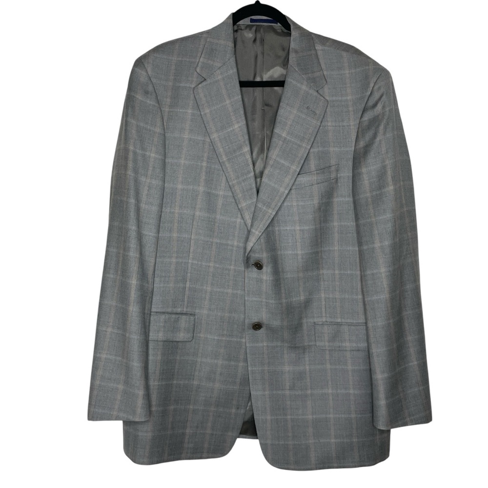 Daniel Cremieux Loro Piana Wool Gray Blazer Windowpane Plaid
